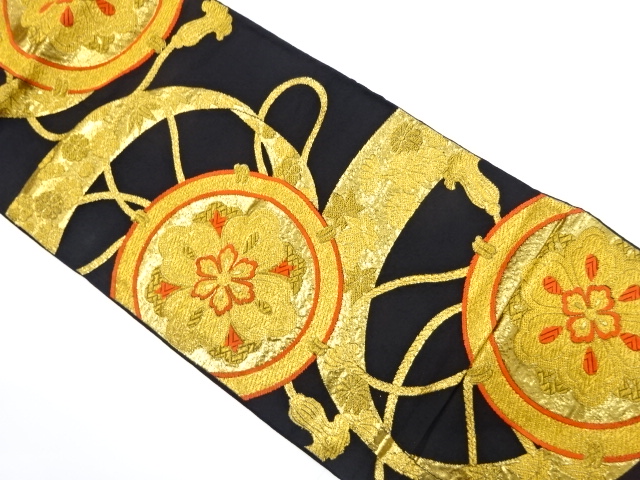 JAPANESE KIMONO / ANTIQUE FUKURO OBI / WOVEN KUMIHIMO CORD PATTERN